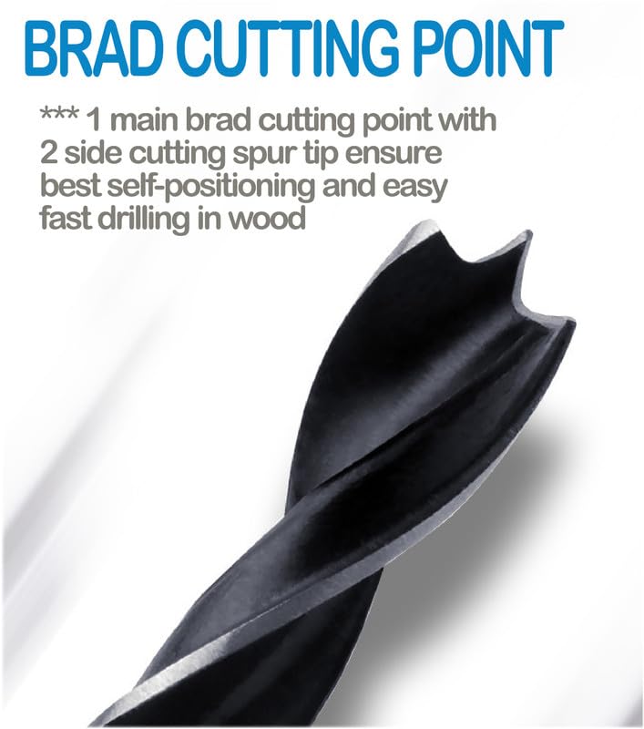 MAX-CRAFT Brad Point Woodworking Drill Bit 1/8 in.Spur Point Drill Hardwood Softwood-10Pcs - Image 2